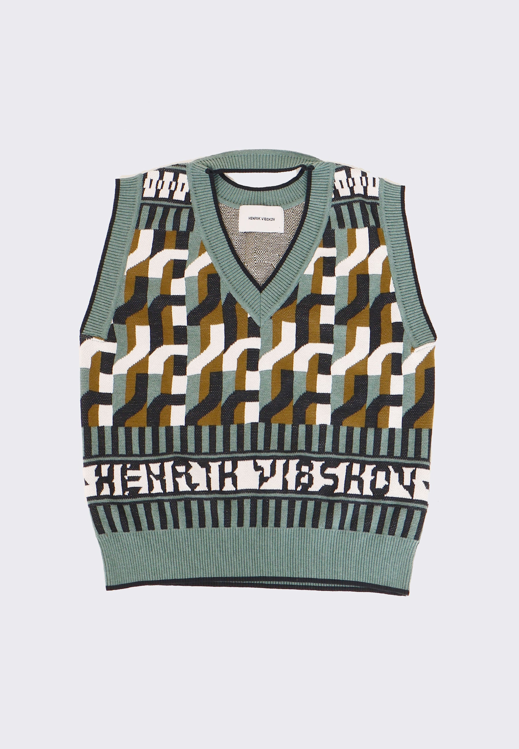 Henrik Vibskov | Buy Stamp Knit Vest - green brown HV tiles online