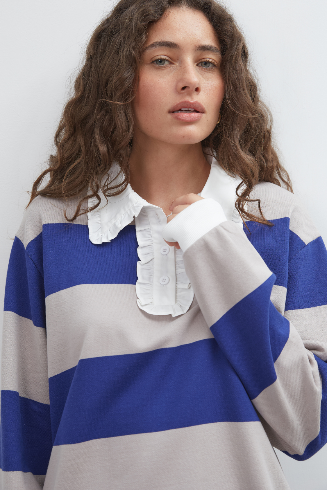 Ocean Frill Polo - Navy/Grey/White