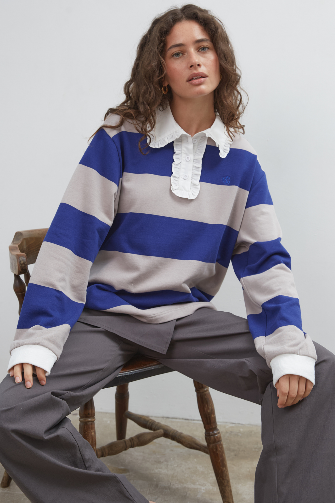 Ocean Frill Polo - Navy/Grey/White