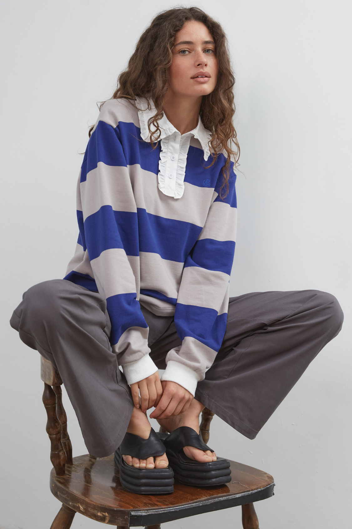Ocean Frill Polo - Navy/Grey/White