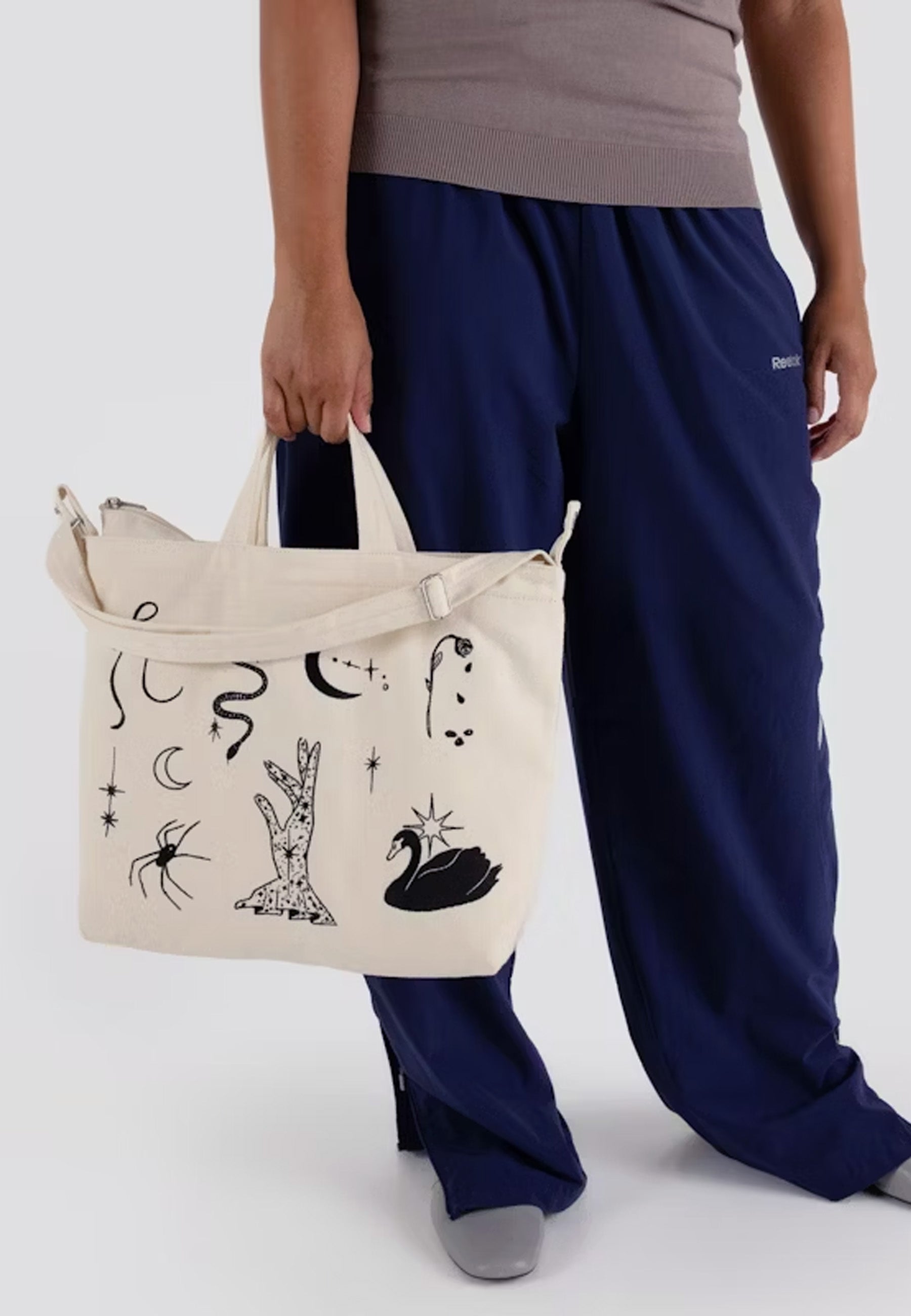 Horizontal Zip Duck Bag - Embroidered Ballet Icons