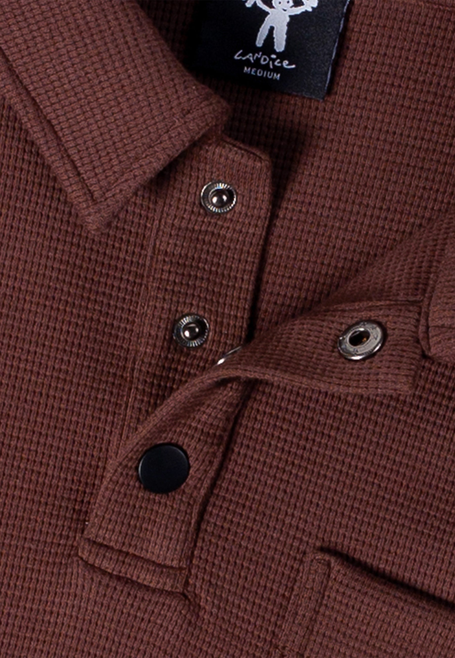 Long Sleeve Waffle Polo - Brown