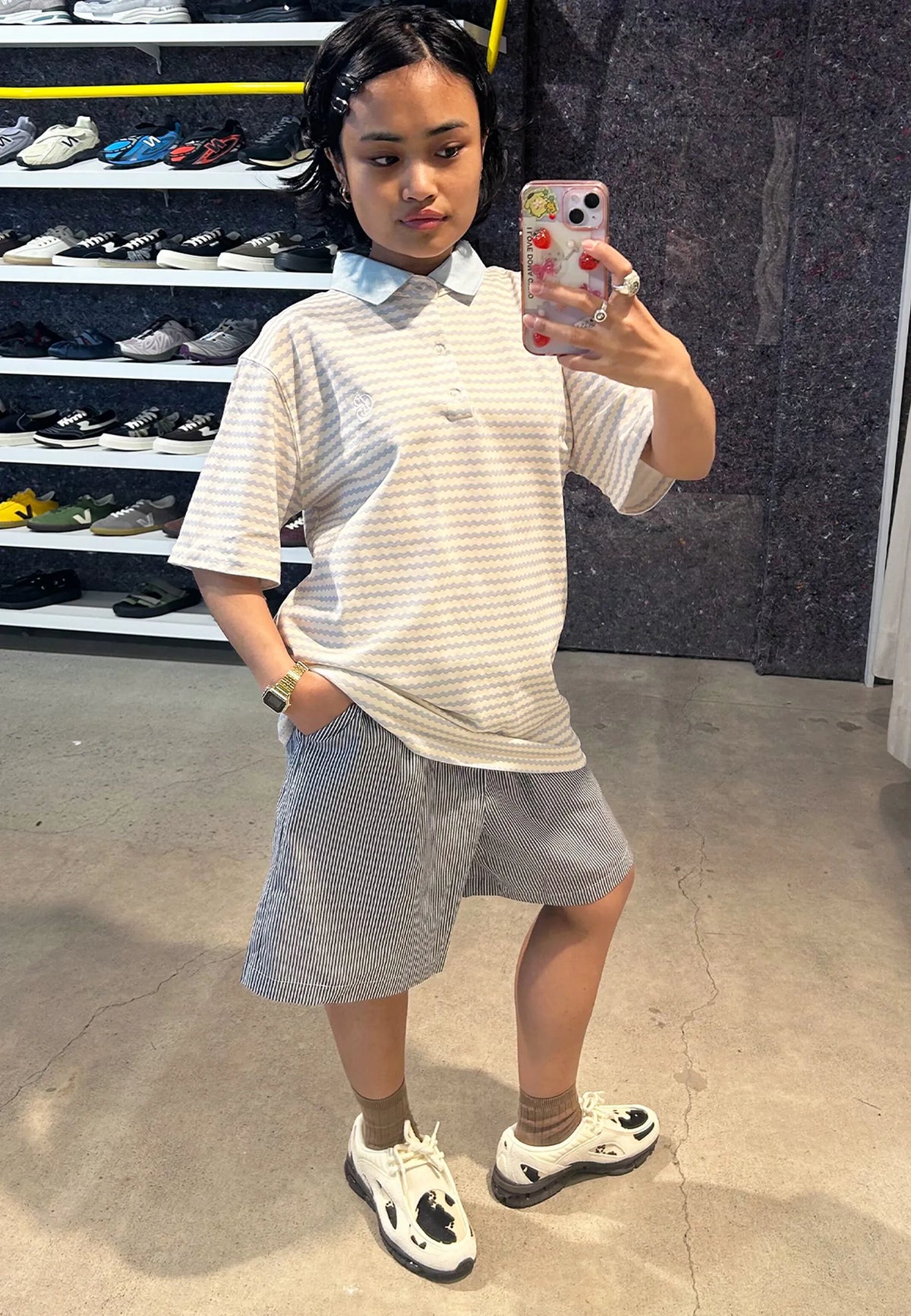Static Striped Short - Navy/White