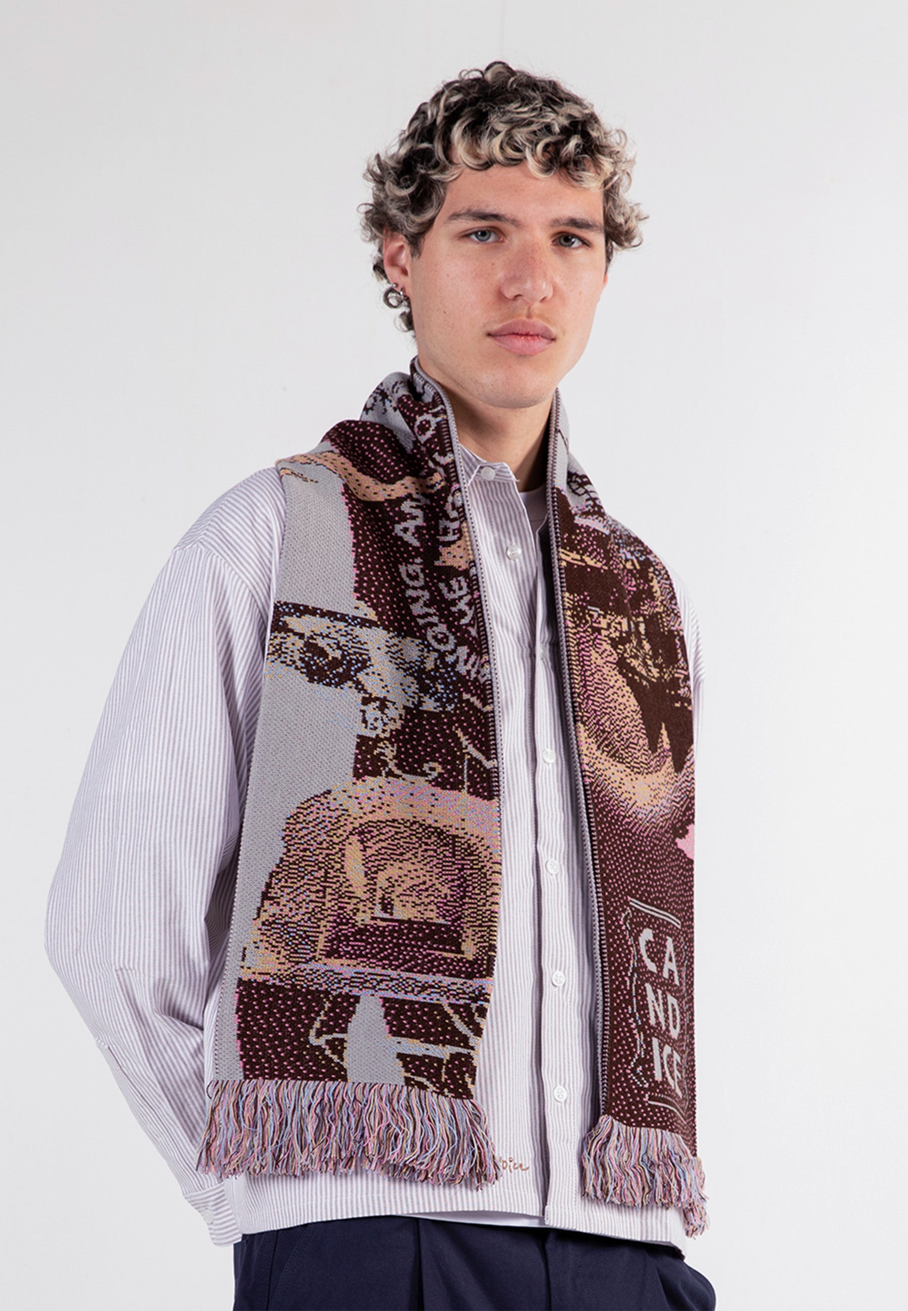 Memories Knitted Scarf - Brown/Grey