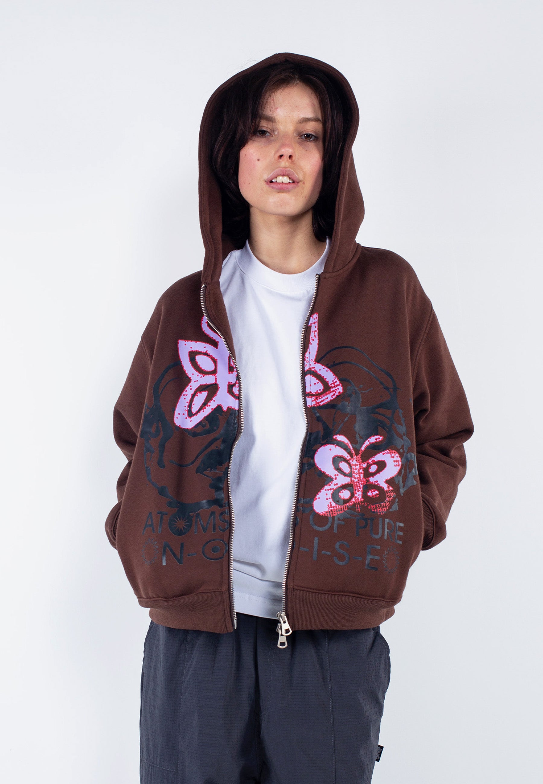 Pure Noise Zip Hoodie - Brown