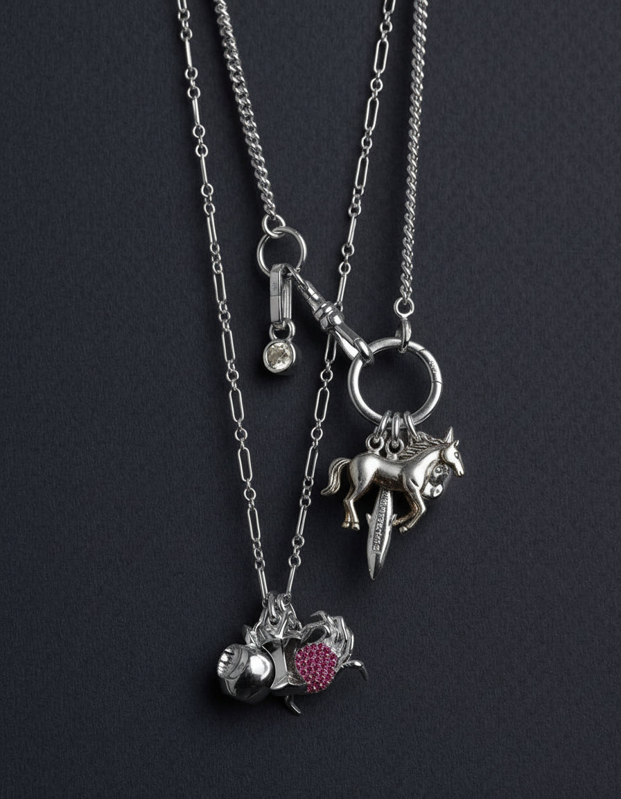 Bitten Apple Charm Necklace - Sterling Silver