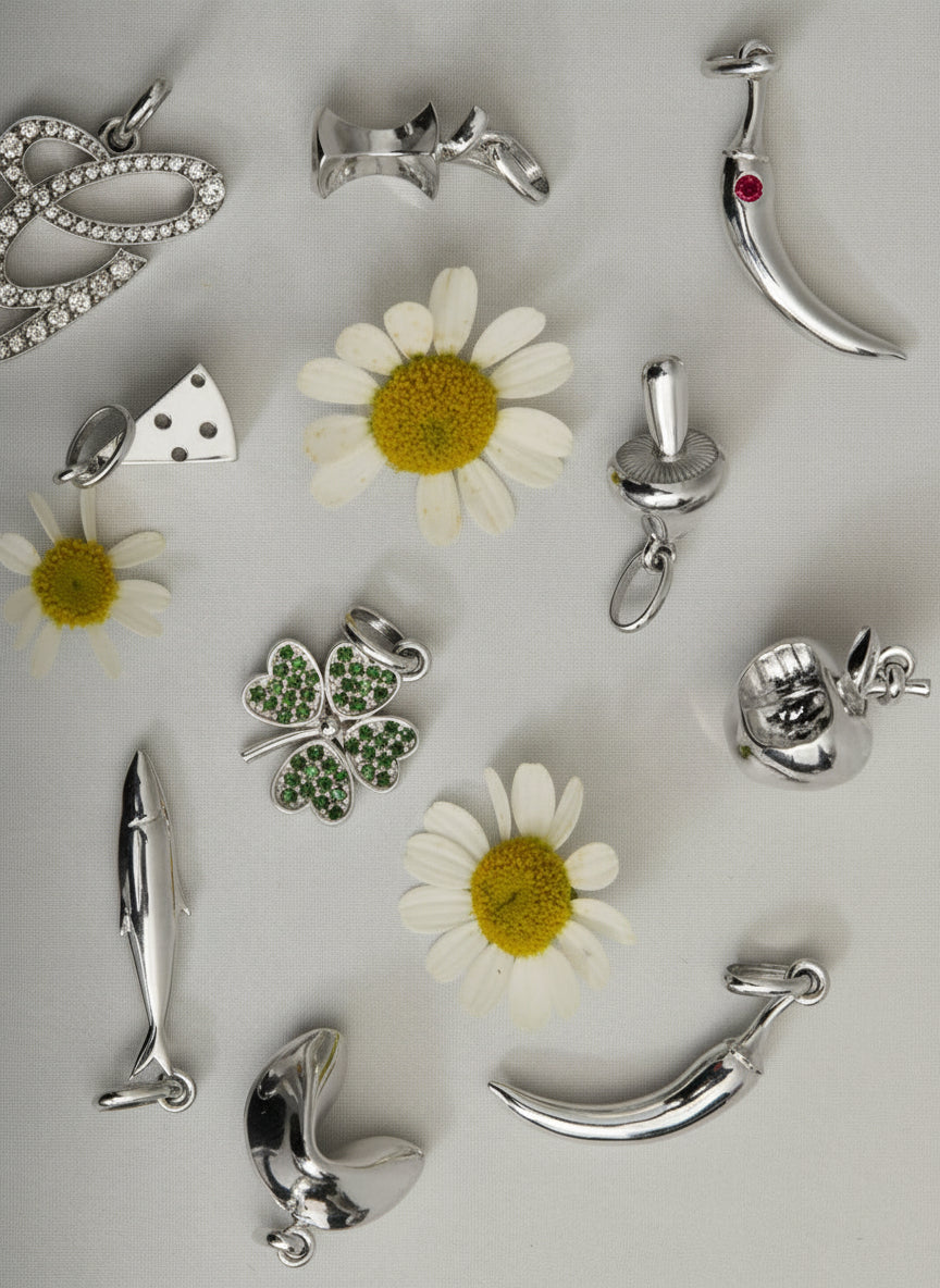 Bitten Apple Charm Necklace - Sterling Silver