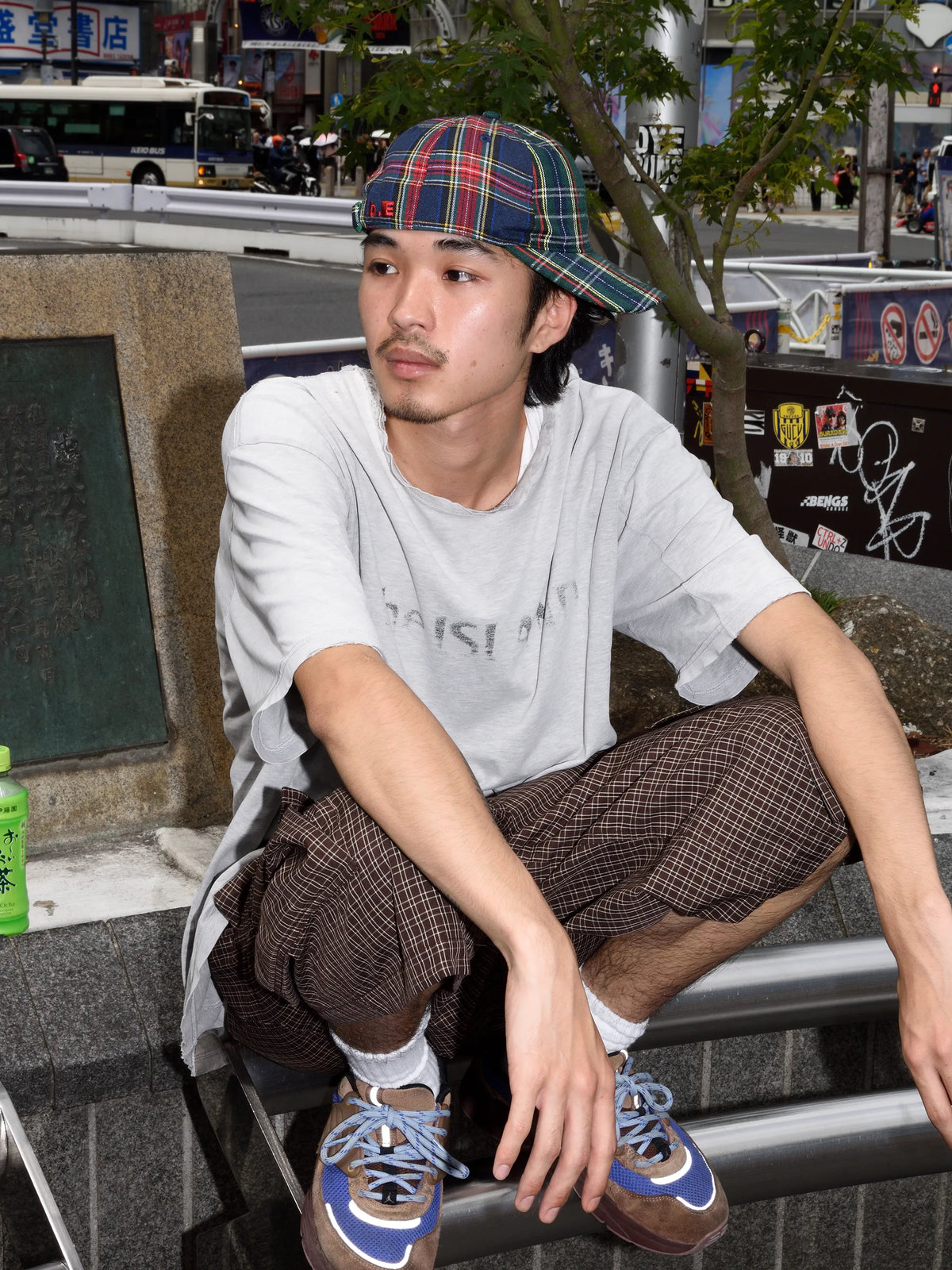 Empty Low Profile Hat - Green Plaid/Navy Plaid