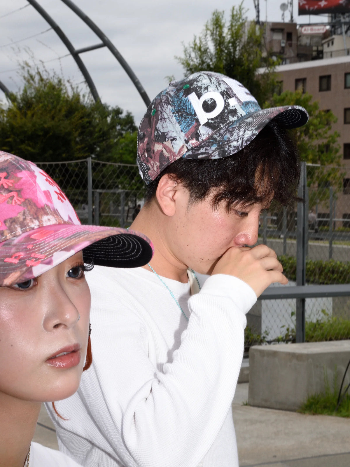 b.E Hat - Stone Blue Real Camo/White