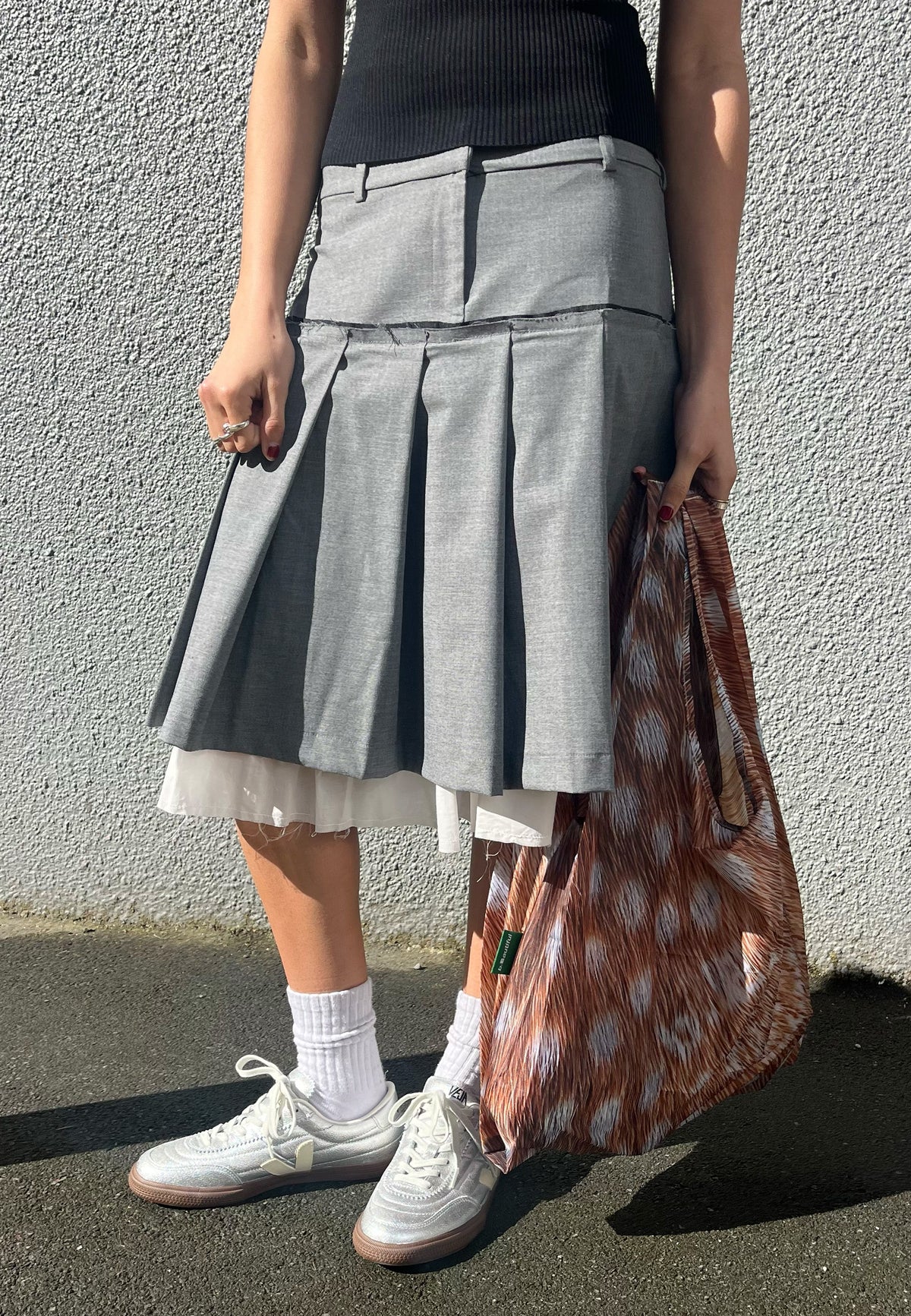 Tailored Midi Skirt - Grey