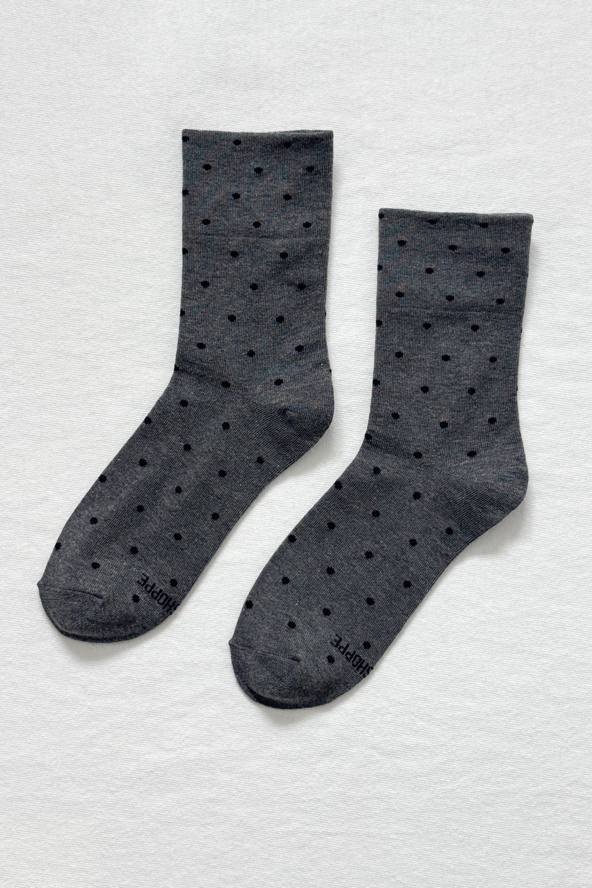 Sneaker Socks - Charcoal Polka Dot