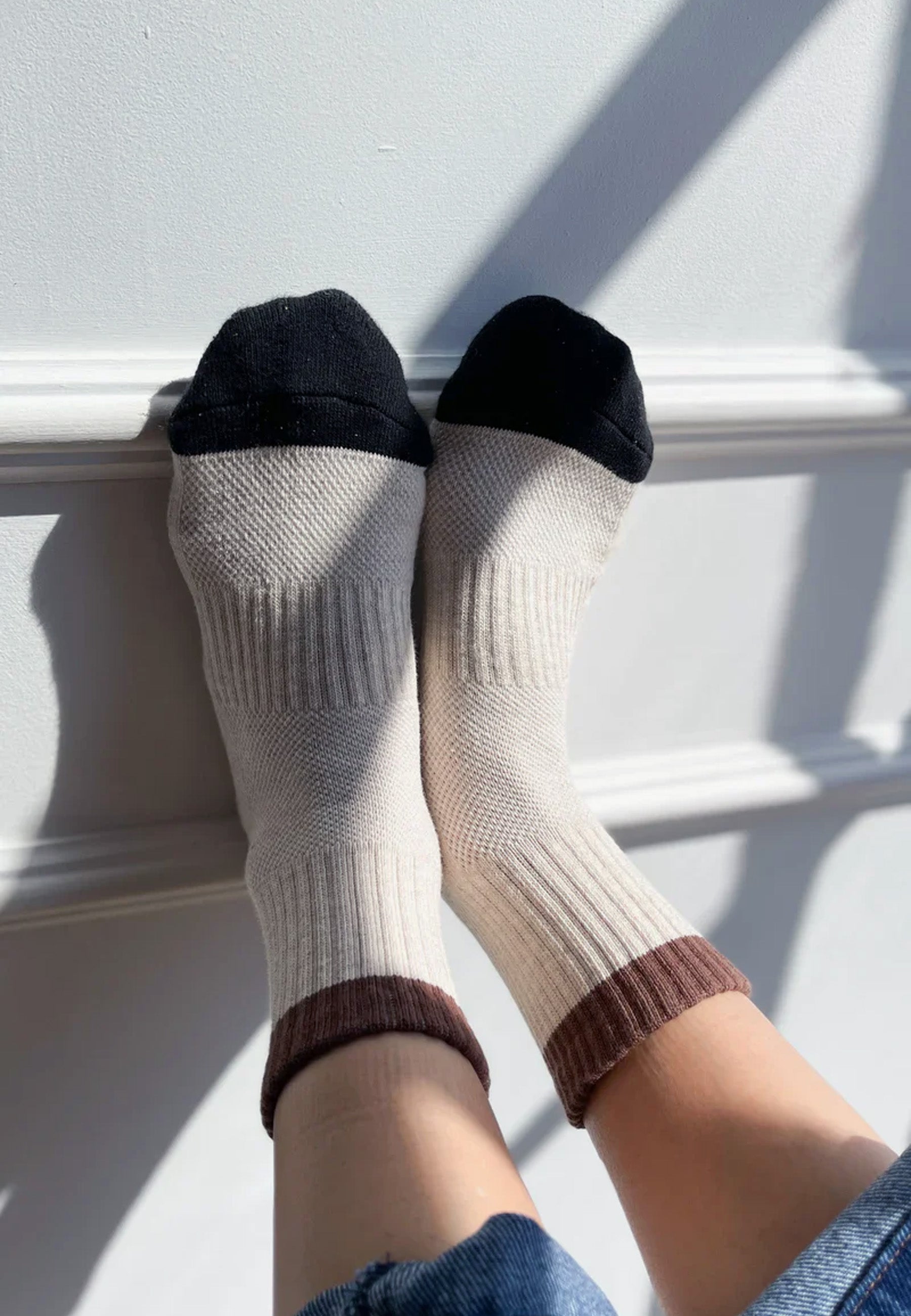 Color Block Girlfriend Socks - Black Coffee