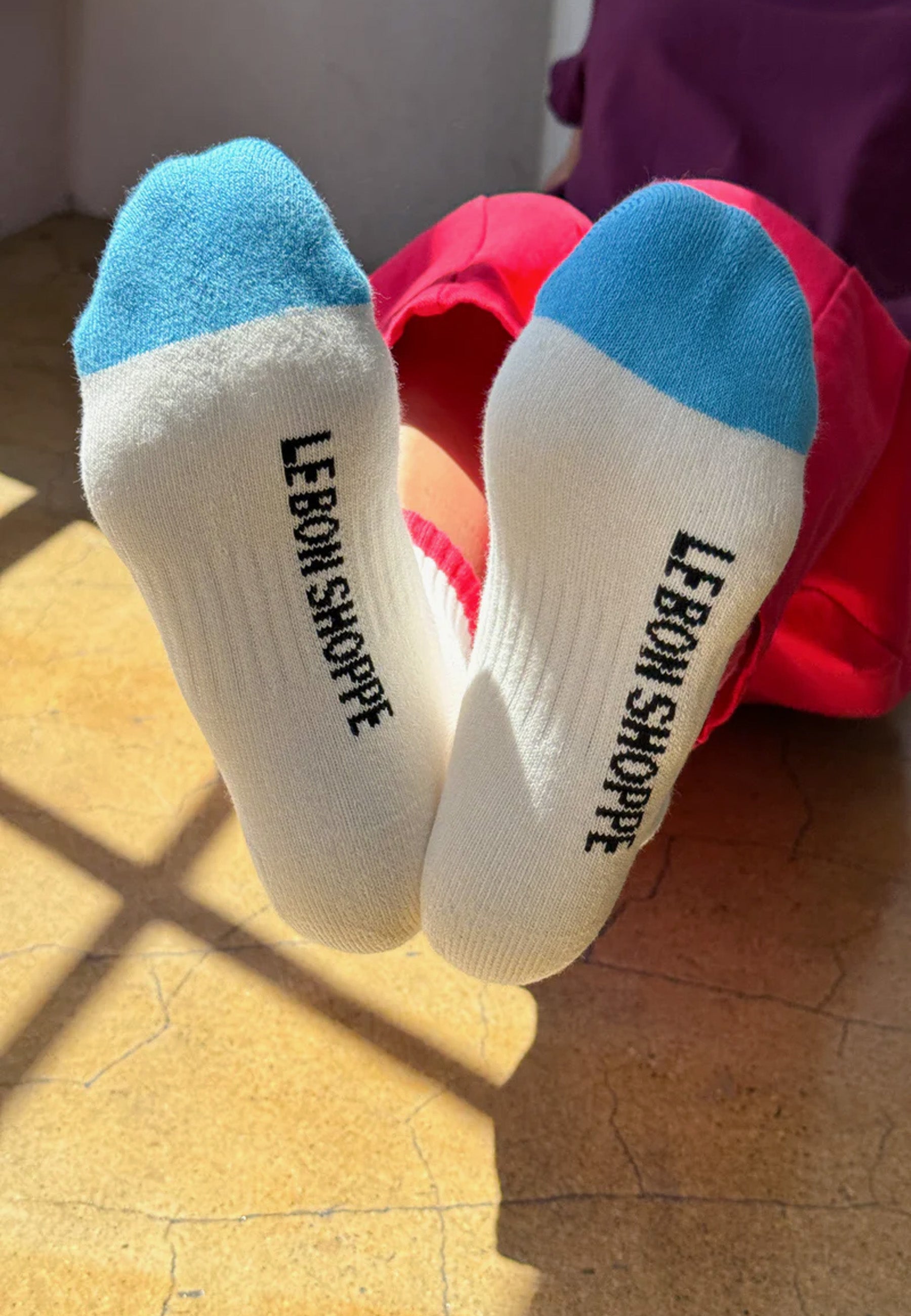 Color Block Girlfriend Socks - Blue/Red