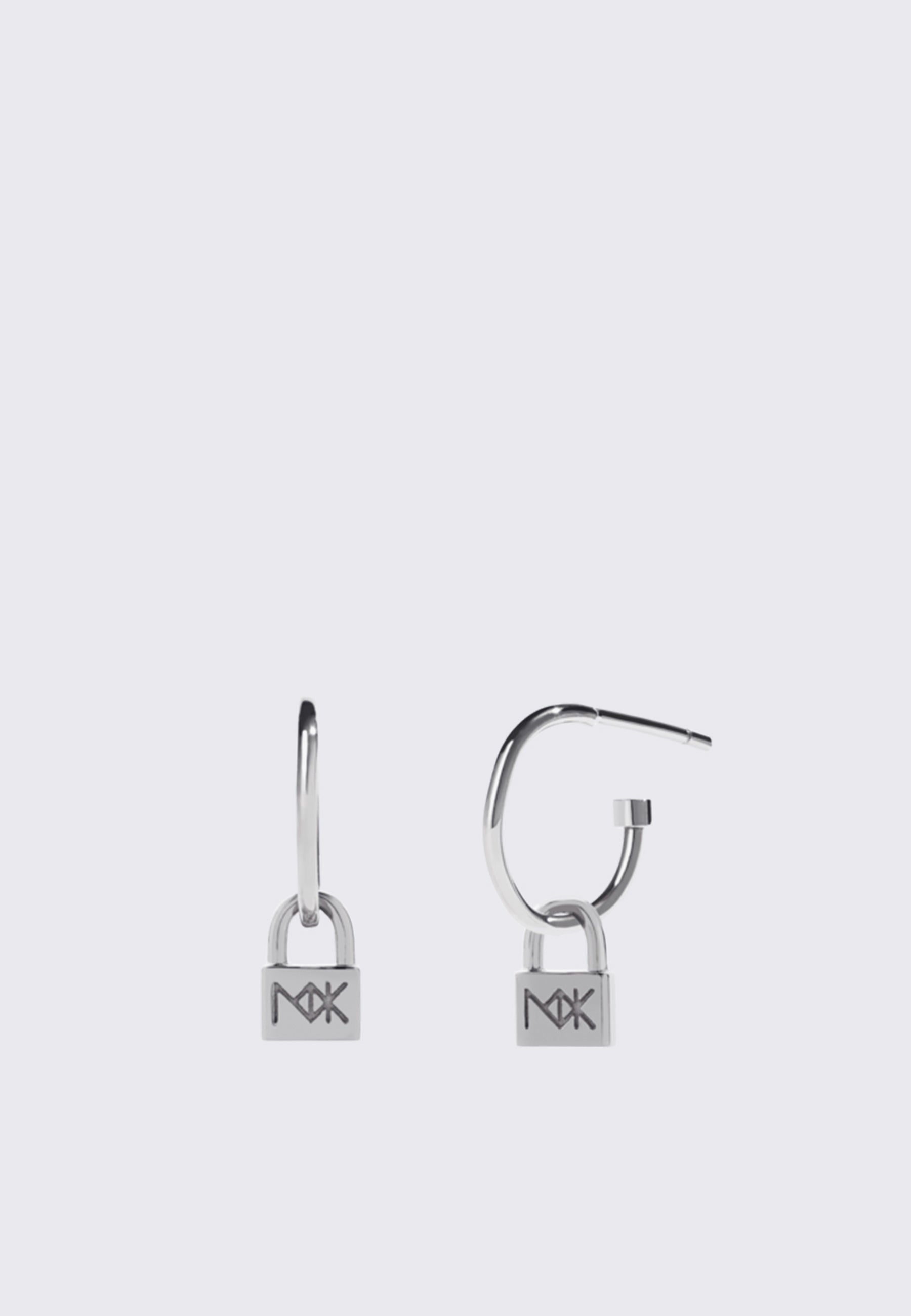 Lock Micro Signature Hoops - Silver