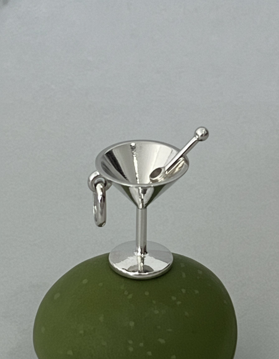 Martini Charm Necklace Set - Sterling Silver/Green Sapphire