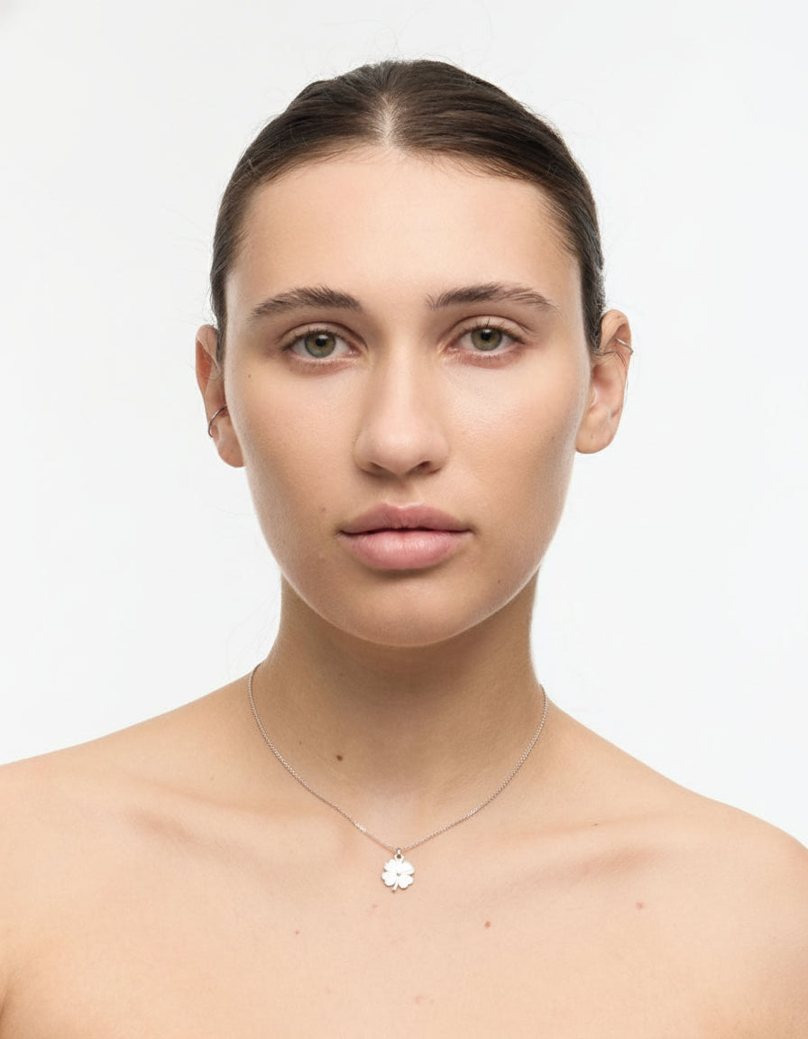 Lucky Clover Charm Necklace - Sterling Silver