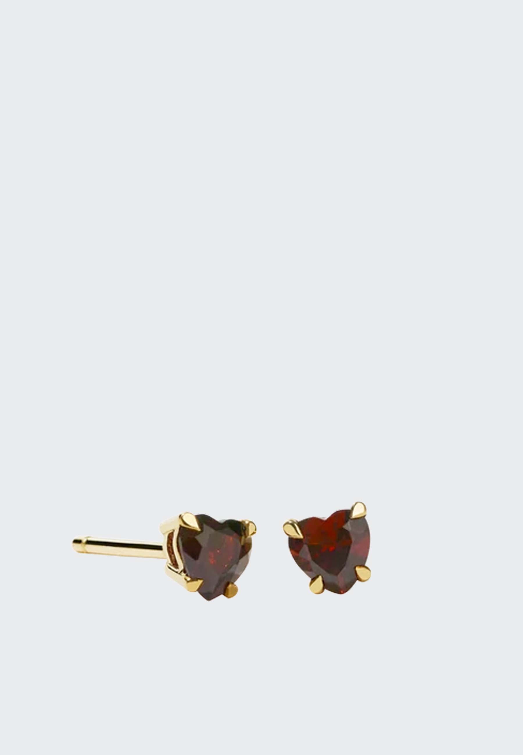 Micro Heart Jewel Stud Earrings - Gold Plated