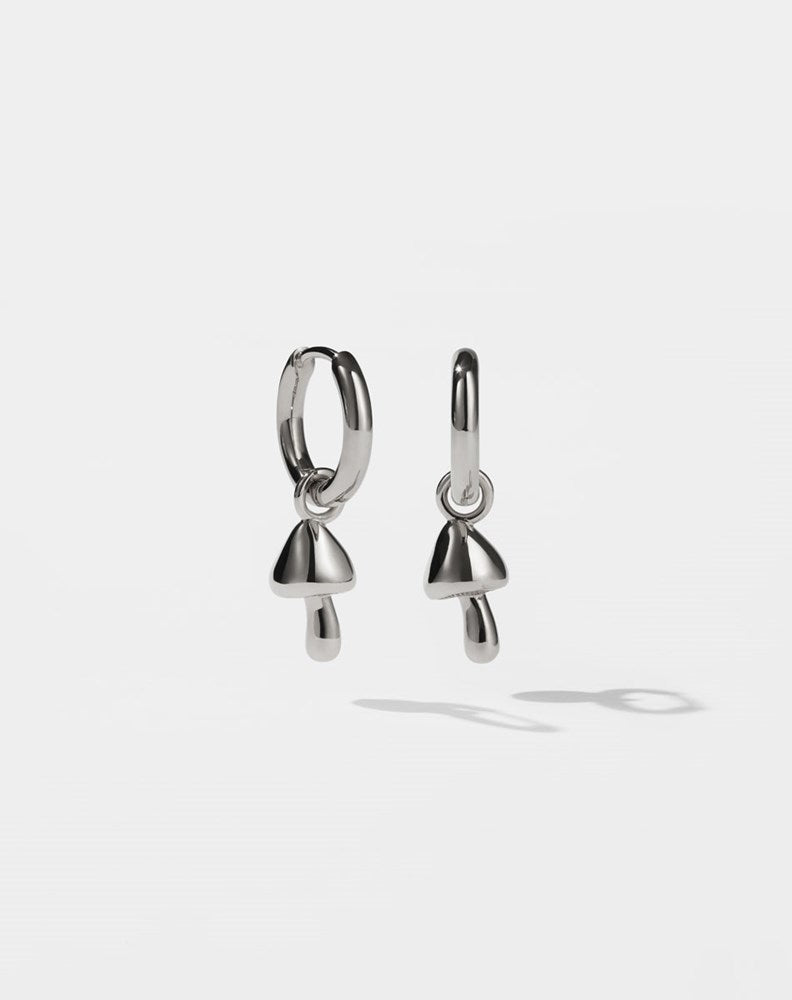 Mushroom Charm Earrings - Sterling Silver
