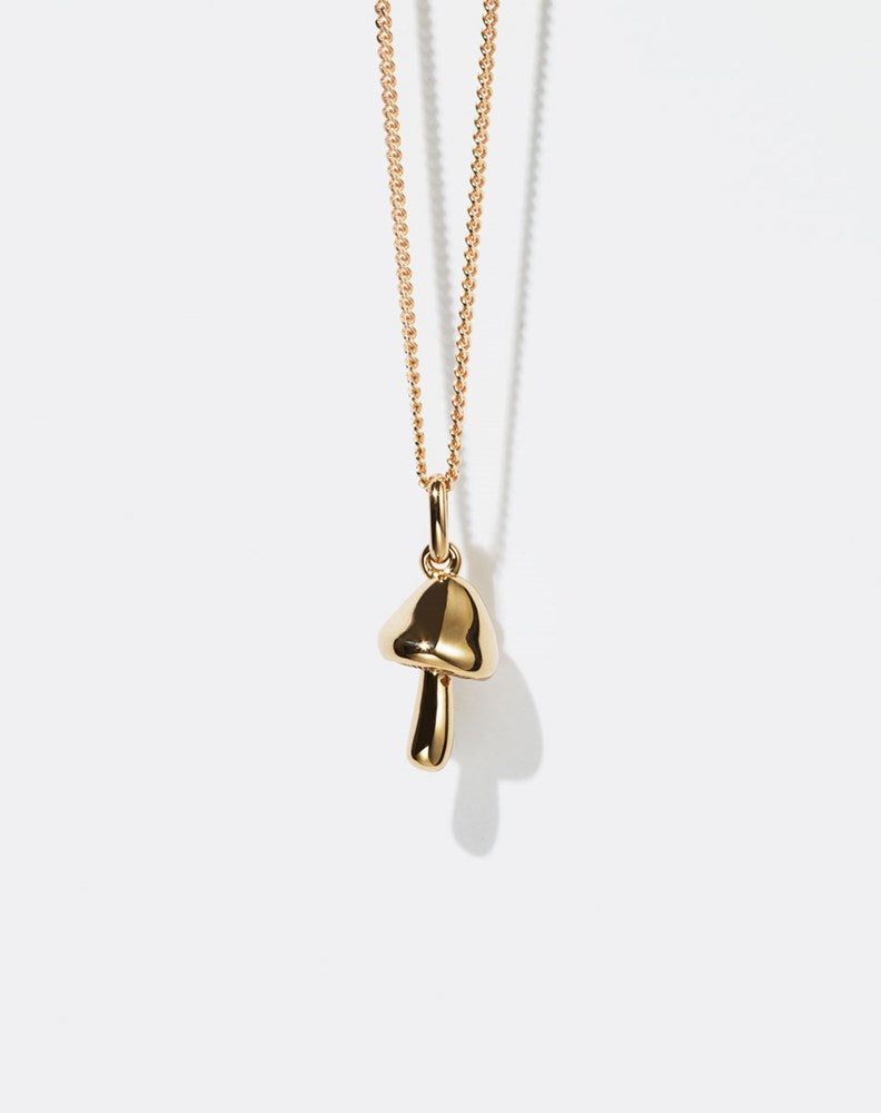 Mushroom Charm Necklace - Gold Plated