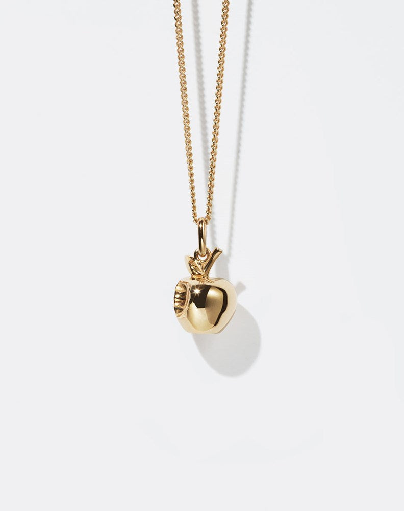 Bitten Apple Charm Necklace - Gold Plated