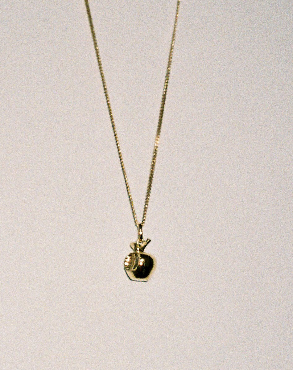 Bitten Apple Charm Necklace - Gold Plated