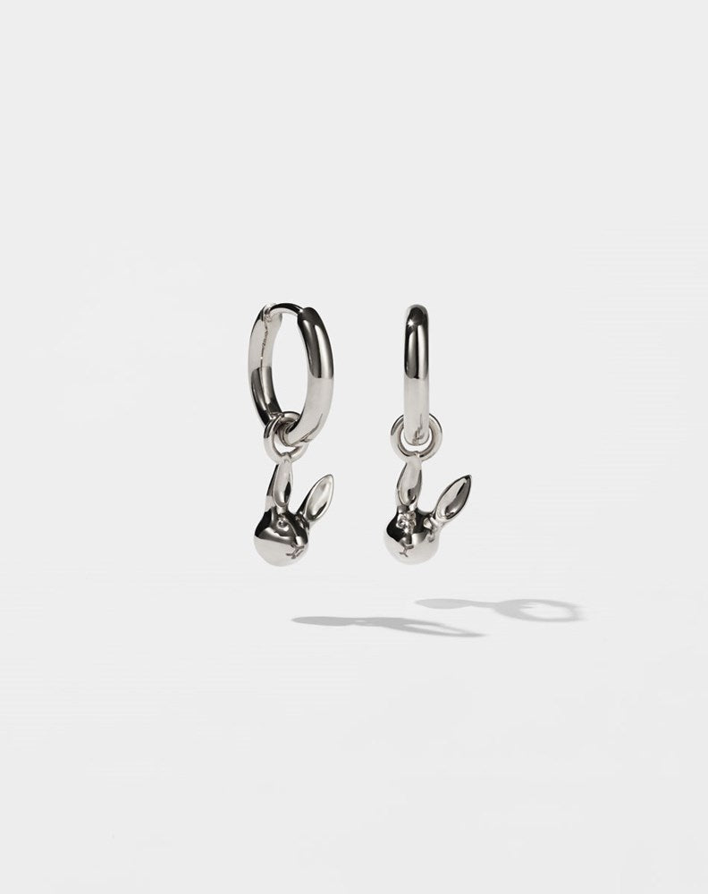 Bunny Charm Earrings - Sterling Silver