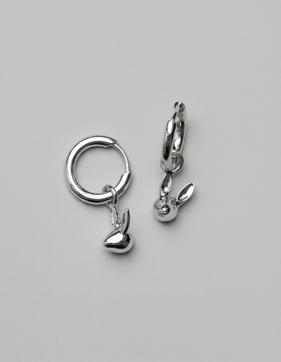 Bunny Charm Earrings - Sterling Silver