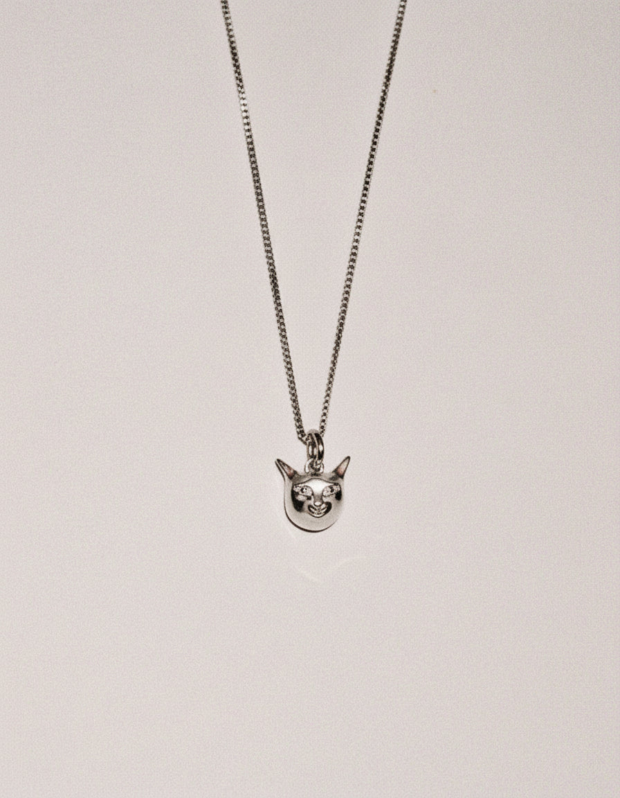 Cat Charm Necklace - Sterling Silver