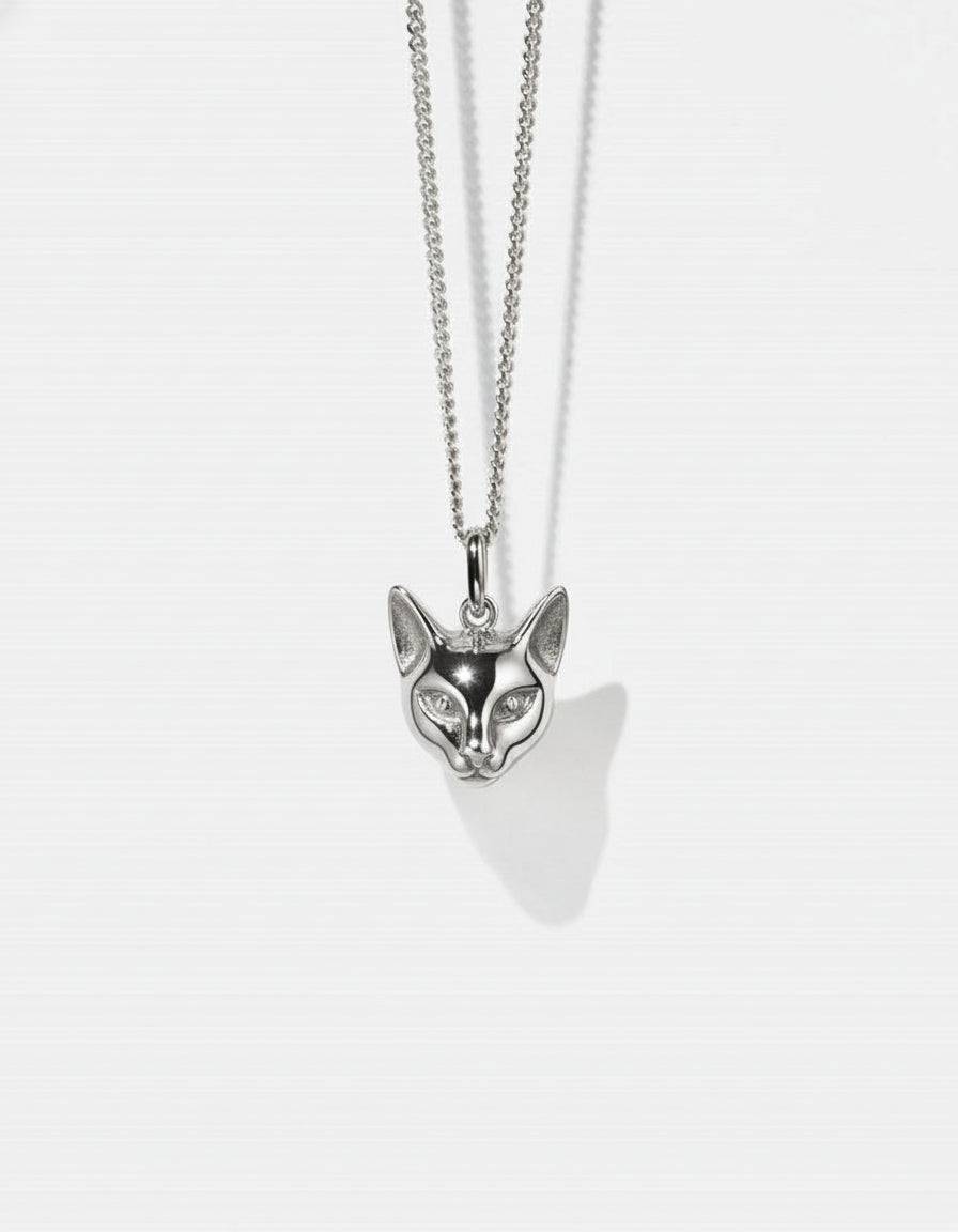 Cat Charm Necklace - Sterling Silver