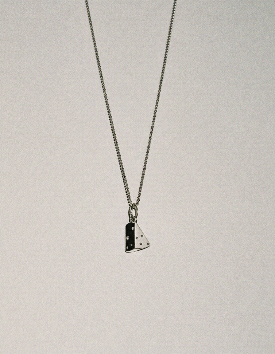Swiss Cheese Charm Necklace - Sterling Silver