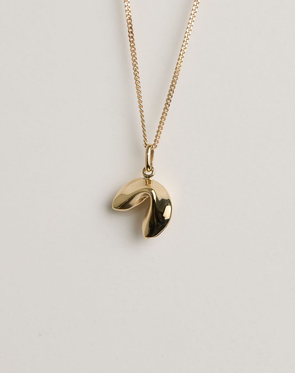 Fortune Cookie Charm Necklace - Gold Plated