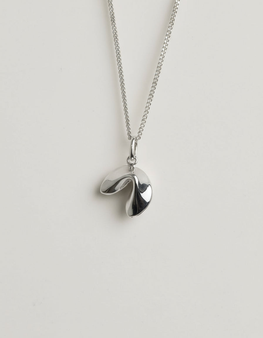 Fortune Cookie Charm Necklace - Sterling Silver