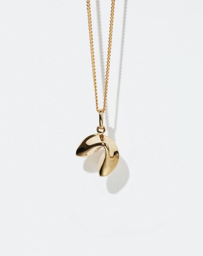 Fortune Cookie Charm Necklace - Gold Plated