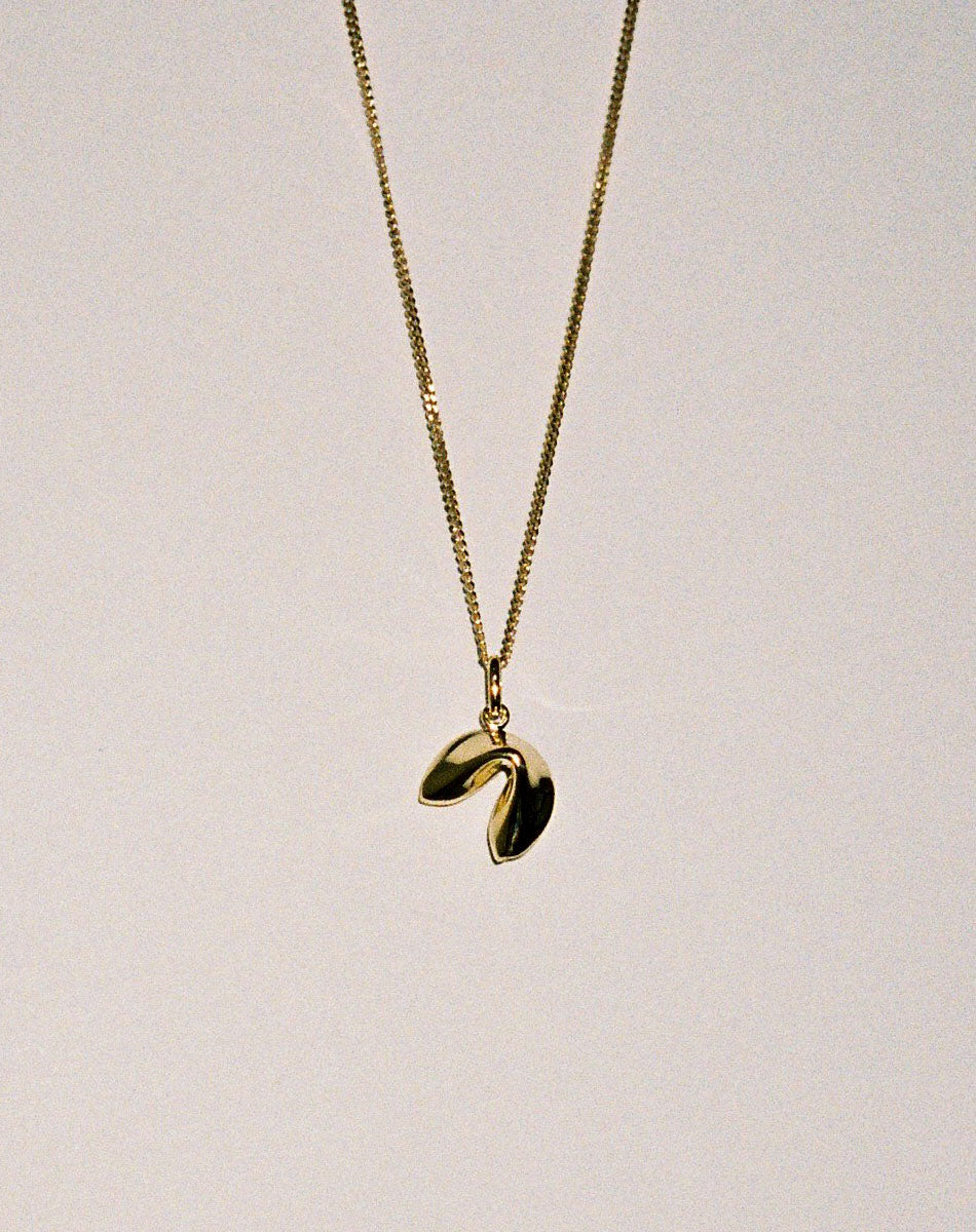 Fortune Cookie Charm Necklace - Gold Plated
