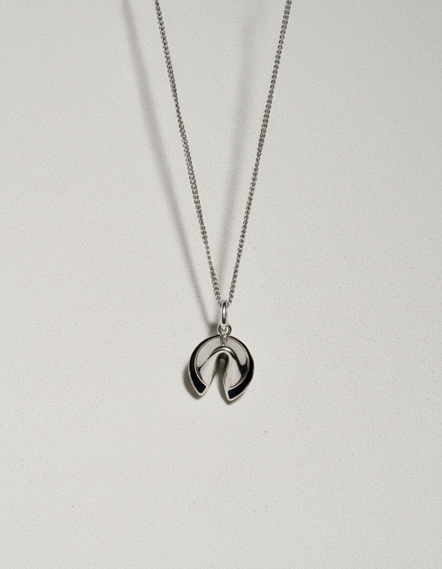 Fortune Cookie Charm Necklace - Sterling Silver