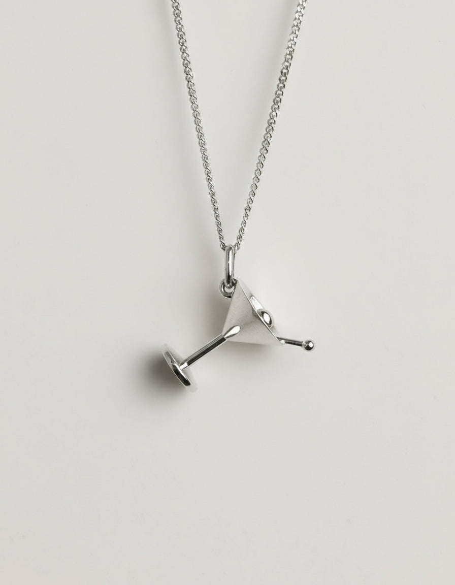 Martini Charm Necklace Set - Sterling Silver/Green Sapphire