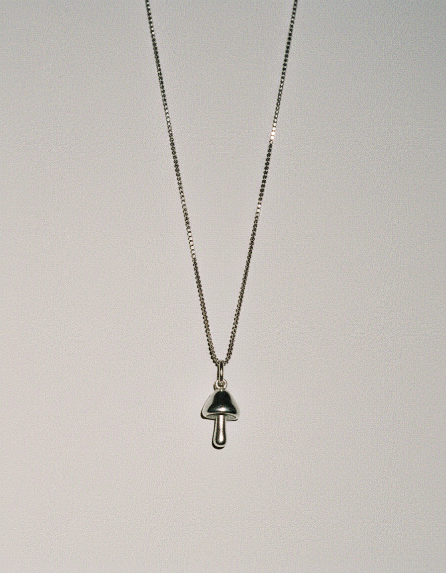Mushroom Charm Necklace - Sterling Silver