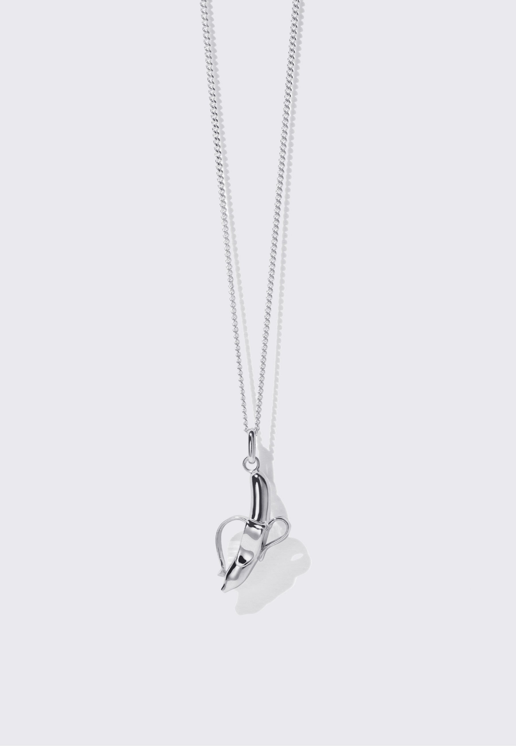 Banana Charm Necklace - Silver