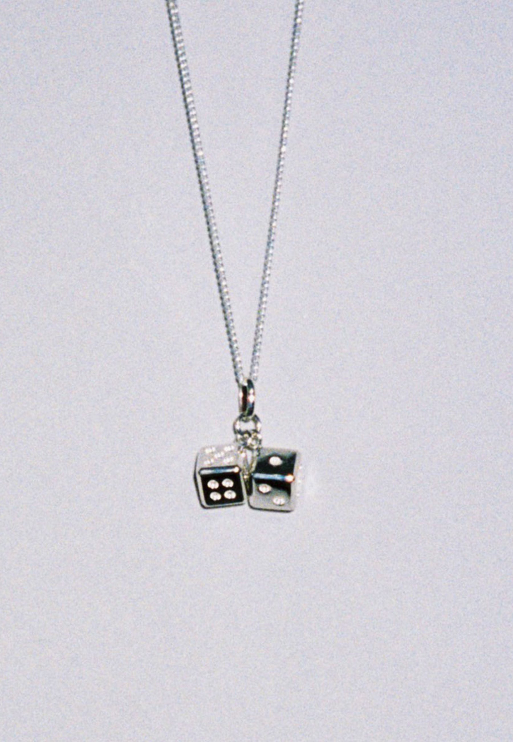 Dice Charm Necklace - Silver