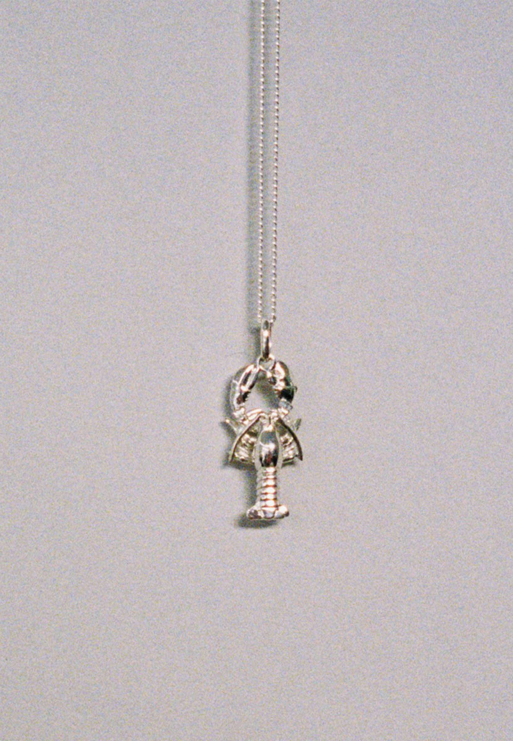 Lobster Charm Necklace - Silver