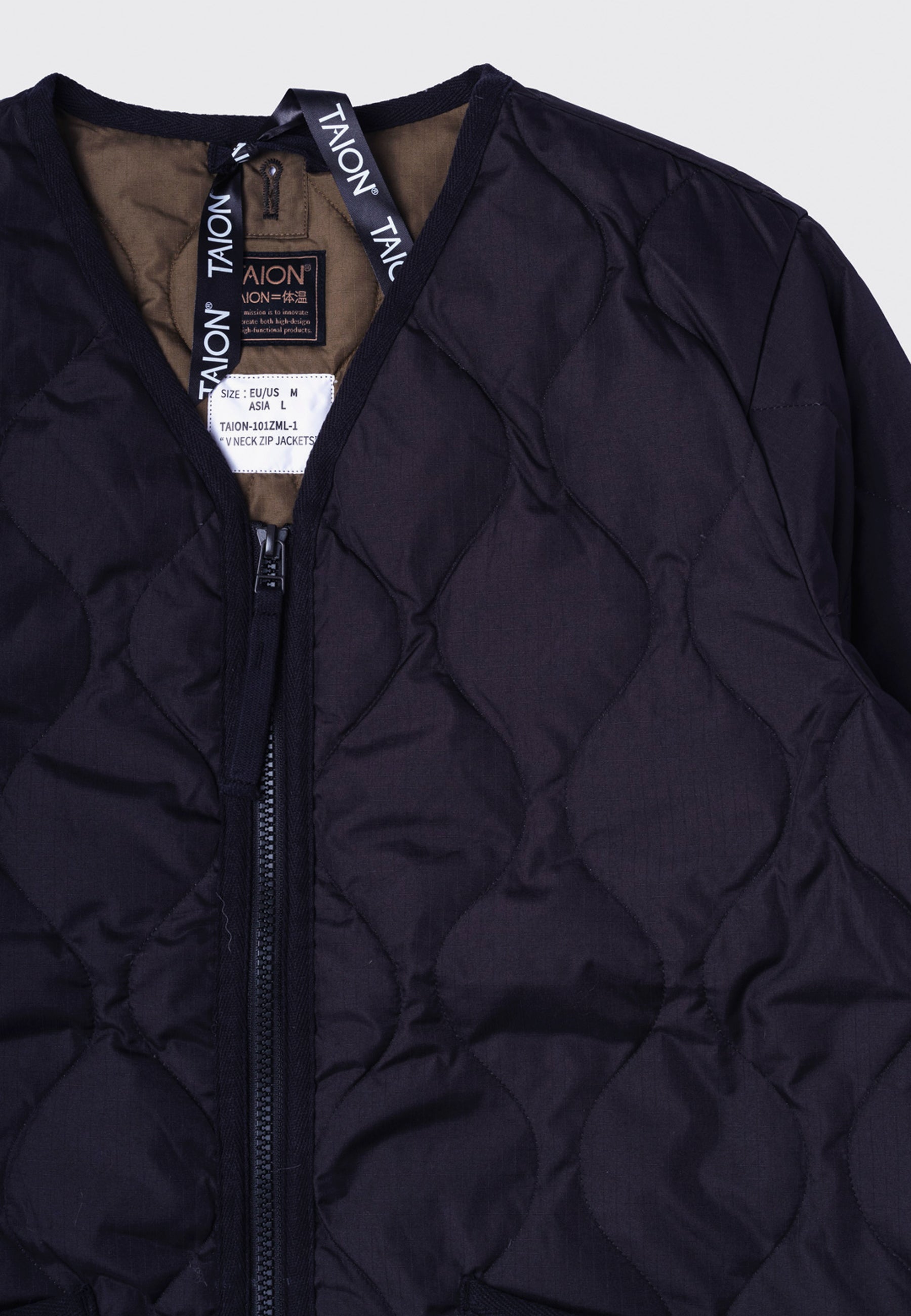 Taion | Buy Military Zip V Neck Down Jacket - Black online | Good