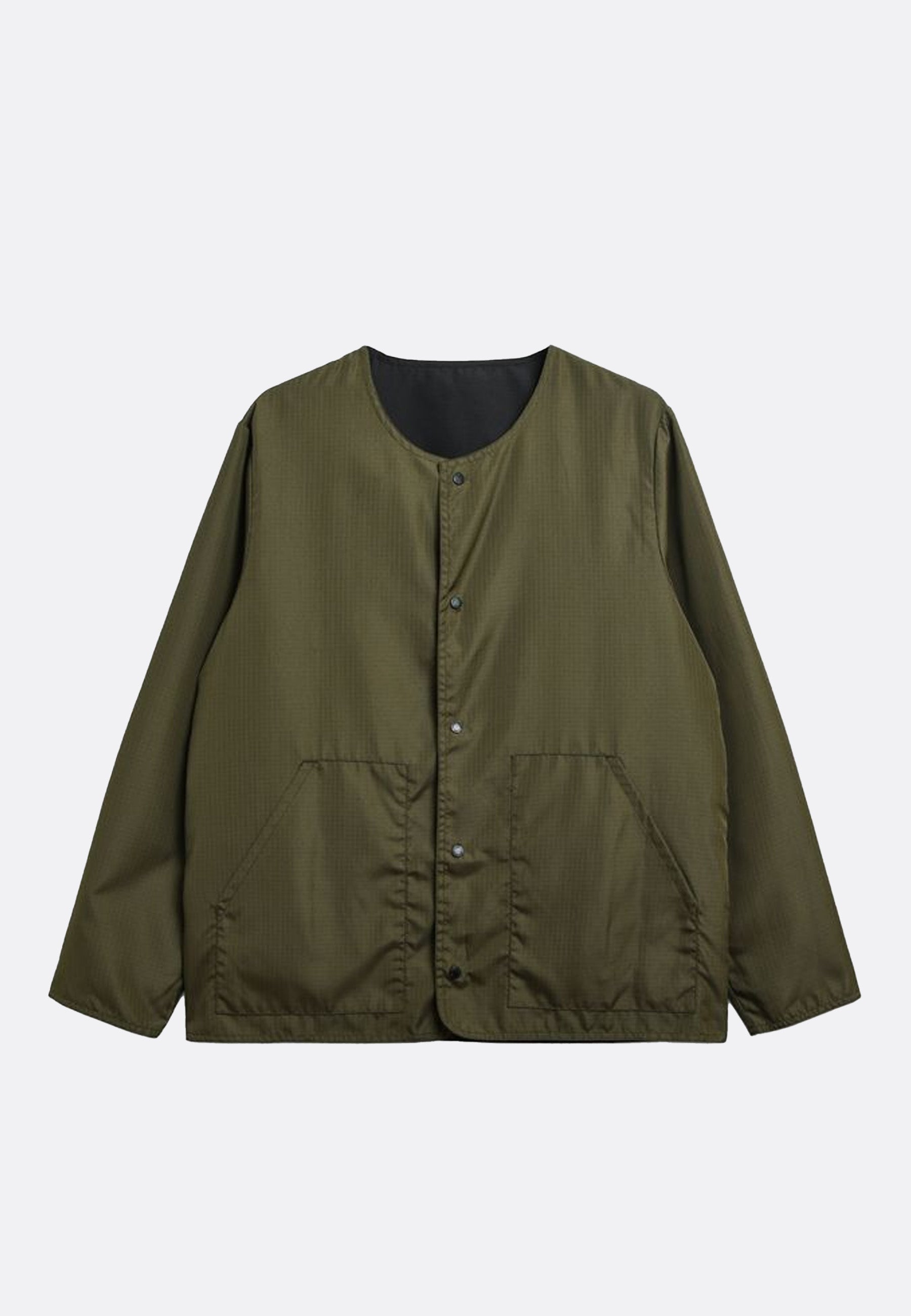 Non Down Military Reversible Crewneck Cardigan - Black