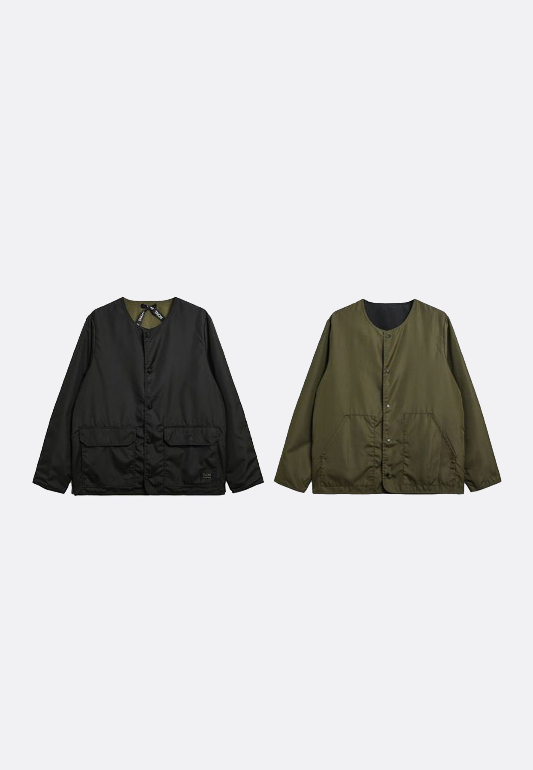 Non Down Military Reversible Crewneck Cardigan - Black