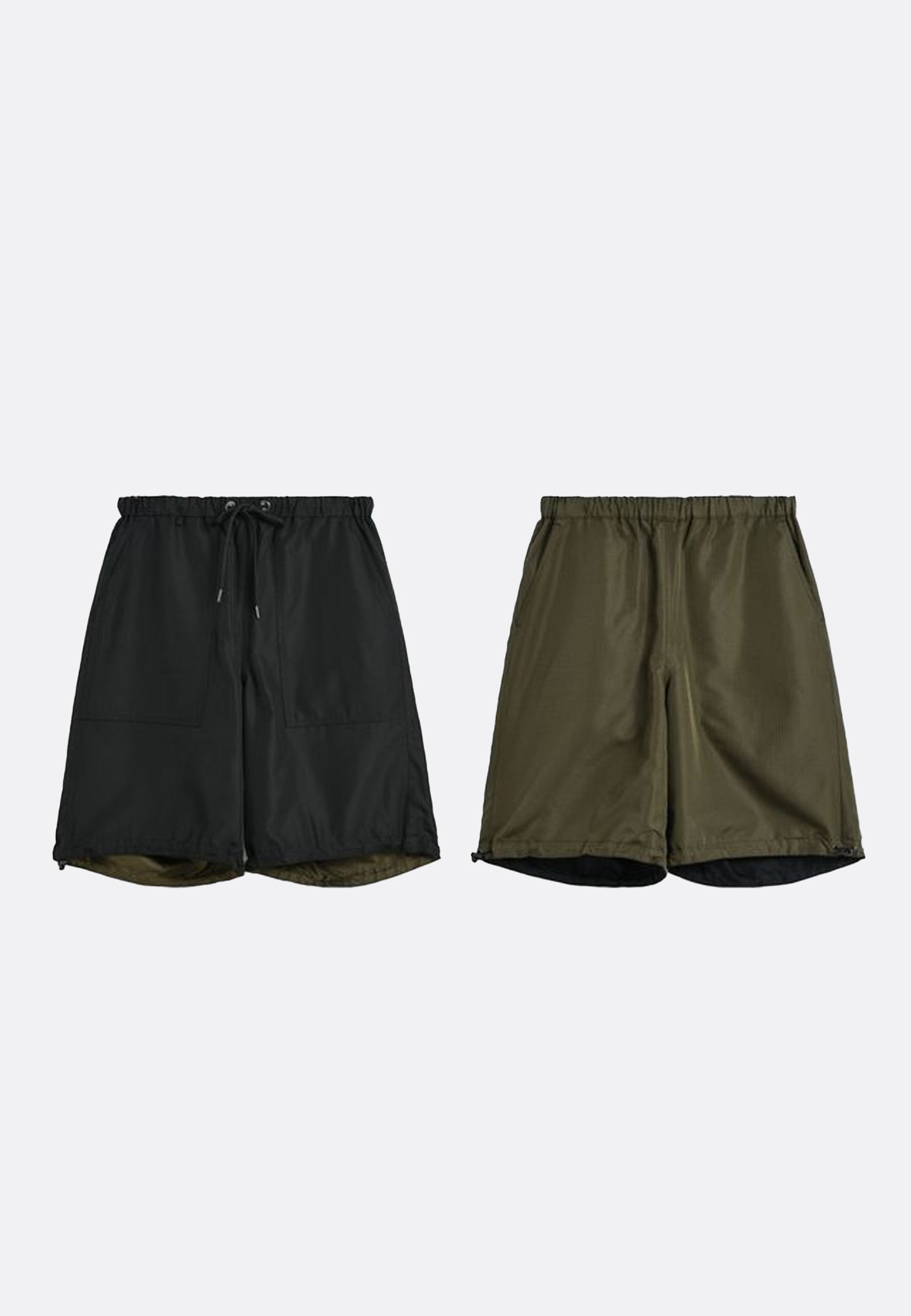Non Down Military Reversible Wide Shorts - Black