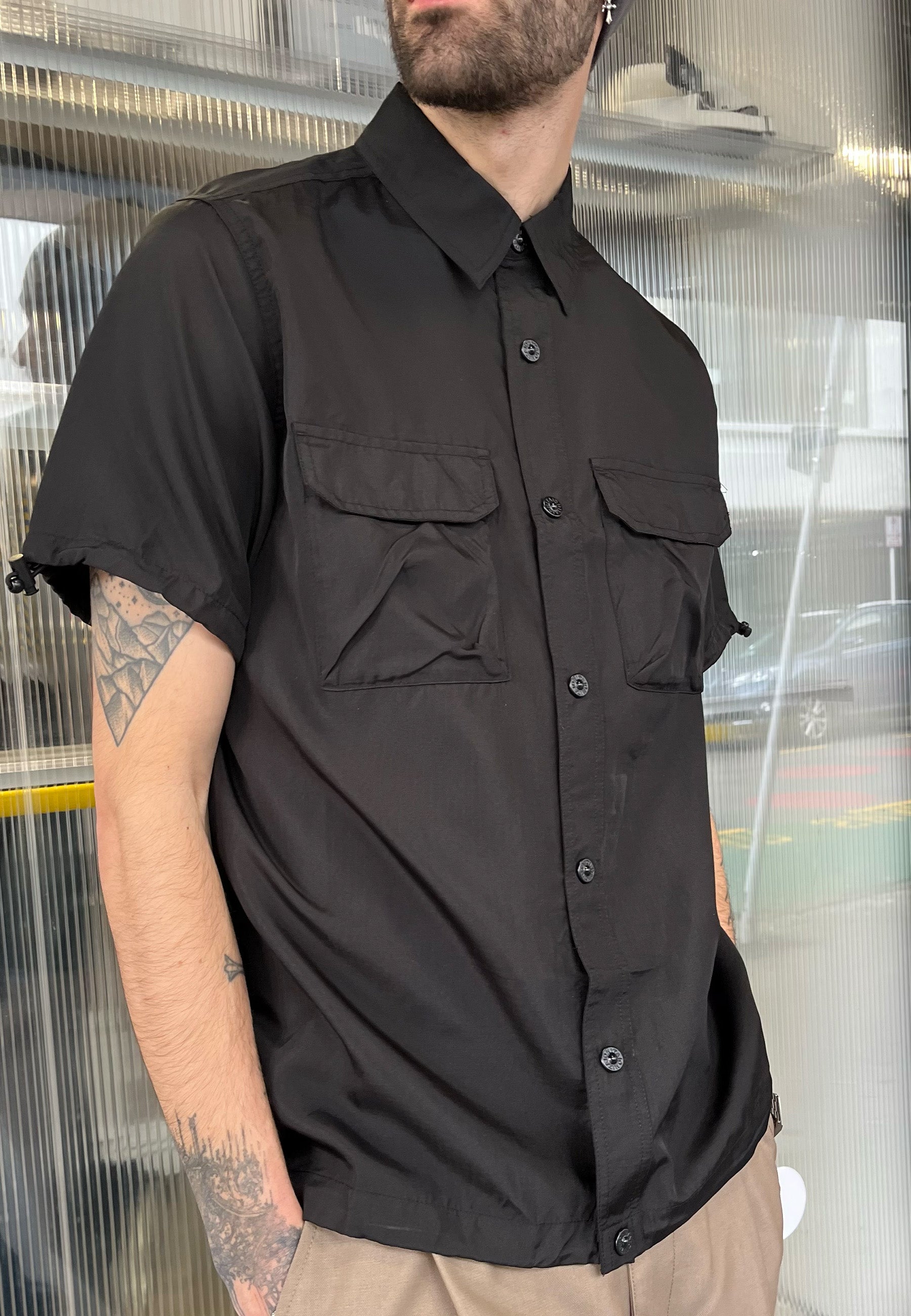 Non Down Military Adjust Shirt - Black