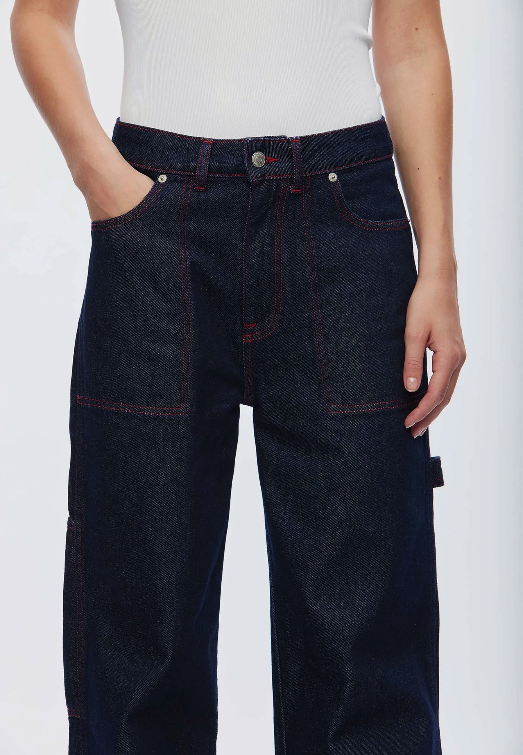 Player Jeans - Raw/Red Stitch