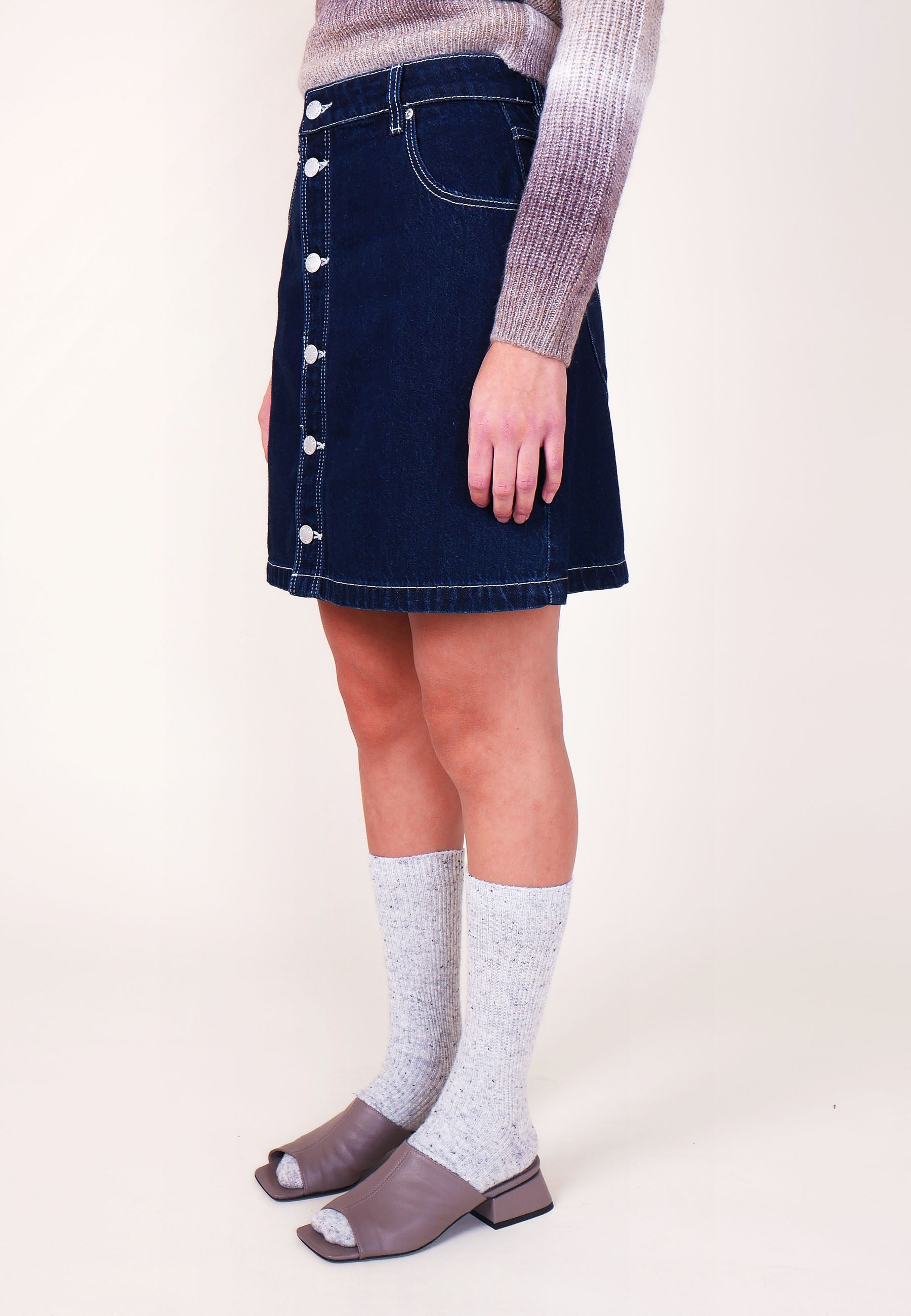 Dante A-Line Mini Skirt - Organic Dark Blue