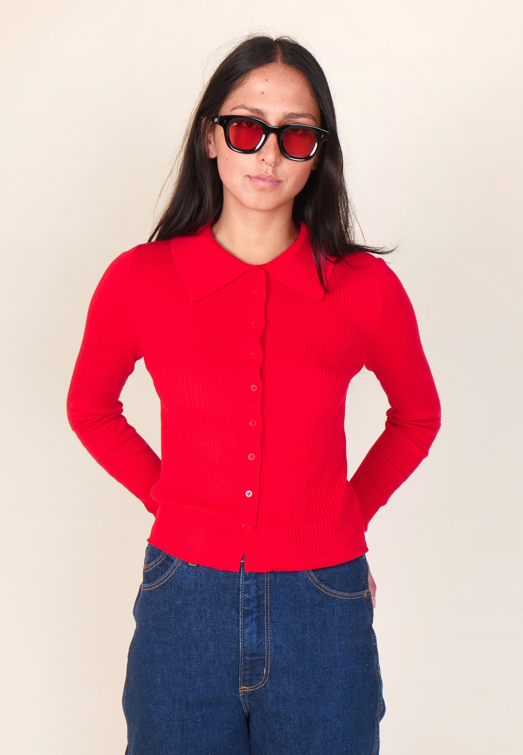 Caroline Knit Long Sleeve Top - Coral