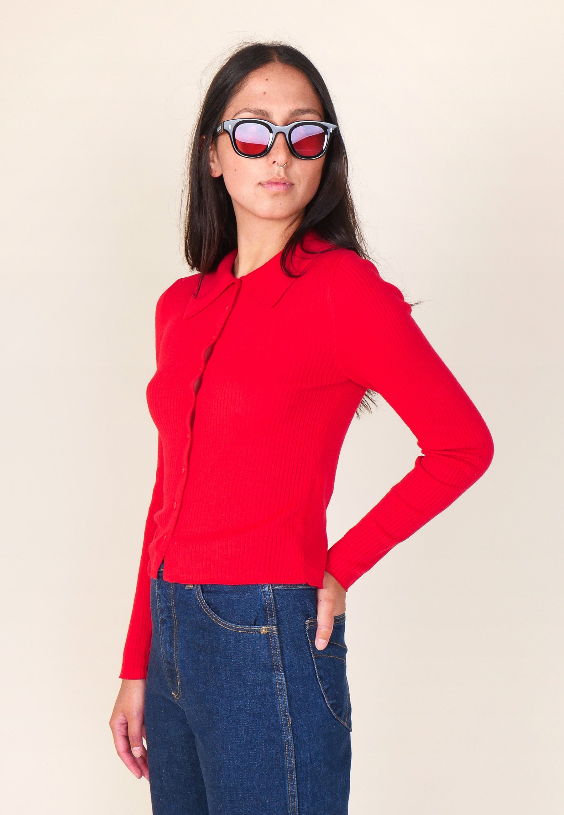 Caroline Knit Long Sleeve Top - Coral