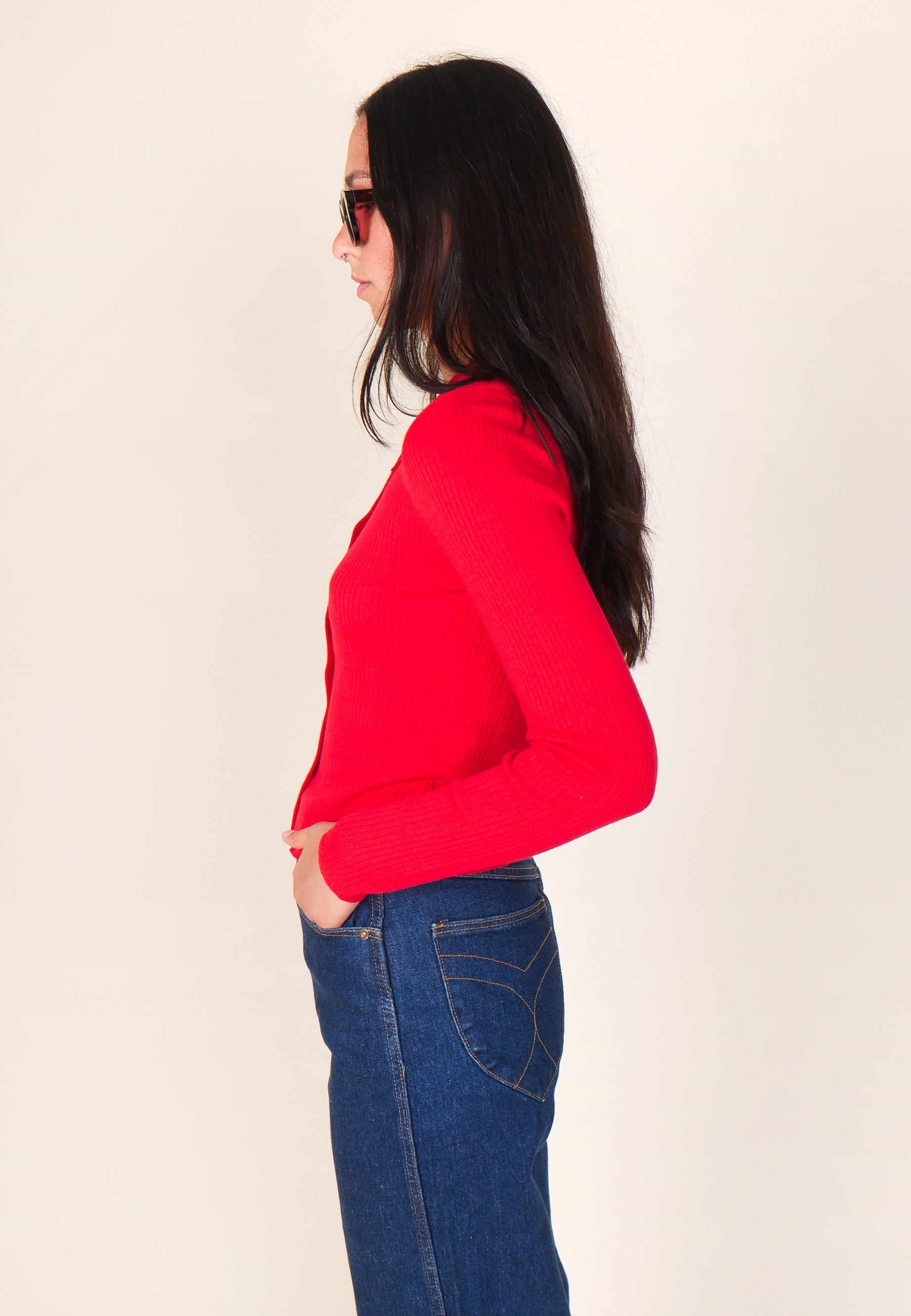 Caroline Knit Long Sleeve Top - Coral